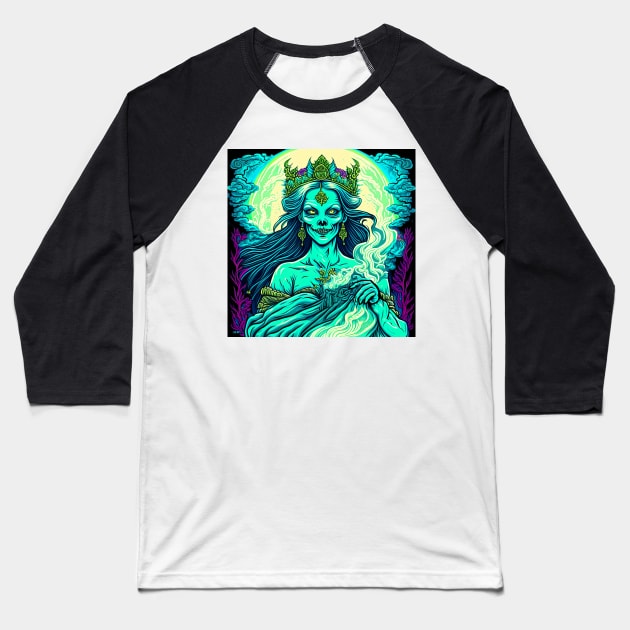 "Psychedelic Haunts: Unique and Colorful Halloween Horrors" Baseball T-Shirt by Hexen_3